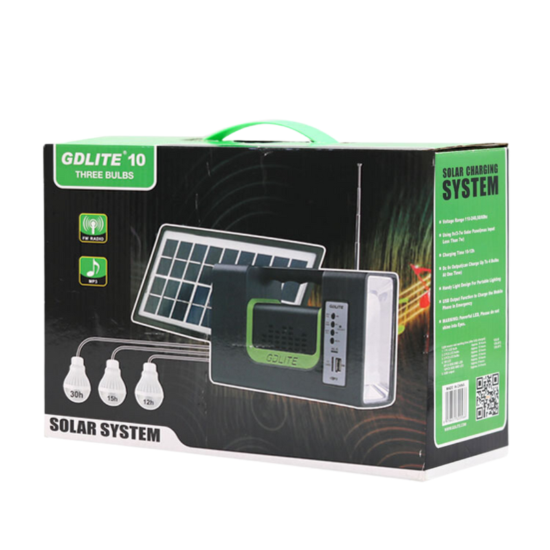 "Kit Solar GD Lite 10: Energía Portátil" + 3 Bombillos + Linterna + Radio