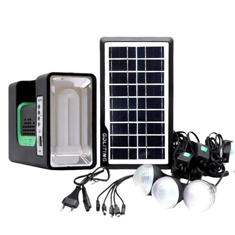 "Kit Solar GD Lite 10: Energía Portátil" + 3 Bombillos + Linterna + Radio