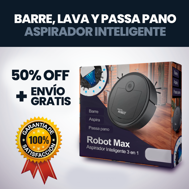 Robot MaxClean - Aspirador Inteligente 3 en 1 + Regalos [LIMPIA TODO CON 1 CLIC]😍